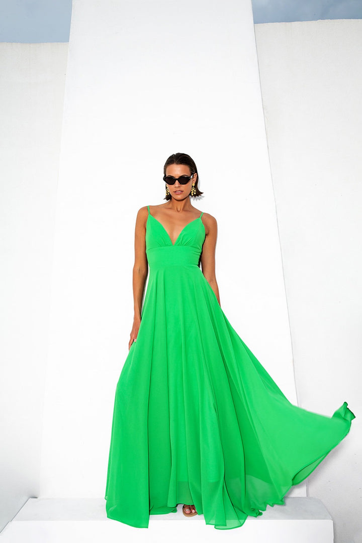 TWINS - ABITO LUNGO MORBIDO IN CHIFFON CON SCHIENA SCOLLATA