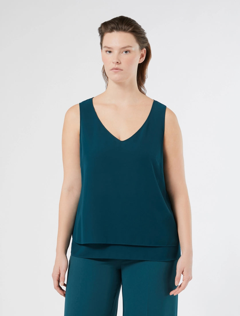 MARINA RINALDI - TOP IN CRÊPE GEORGETTE - VERDE SMERALDO