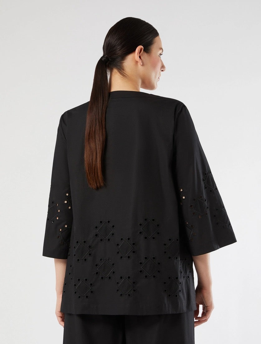 VOYAGE - CASACCA IN POPELINE CON RICAMO - NERO