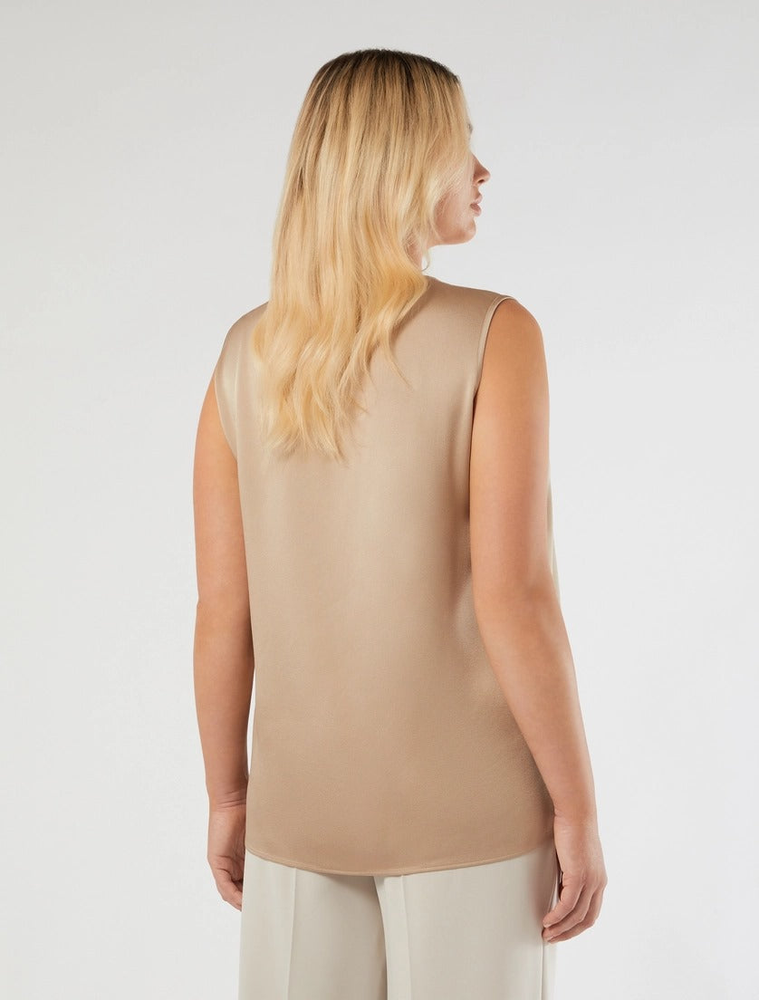 TOP IN CRÊPE ENVERS SATIN - BEIGE