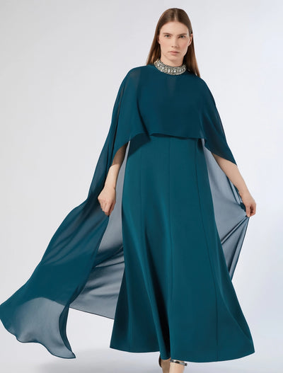 CAPPA ASIMMETRICO IN GEORGETTE - VERDE SMERALDO