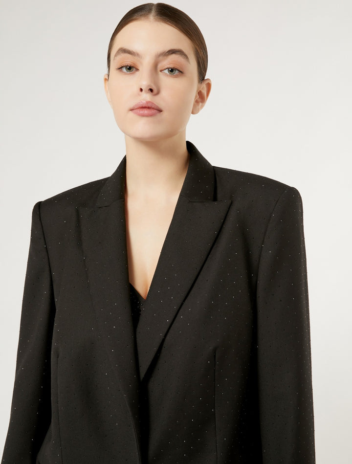 MARINA RINALDI - BLAZER IN LEVANTINA IMPREZIOSITA DA APPLICAZIONI DI STRASS ALL OVER