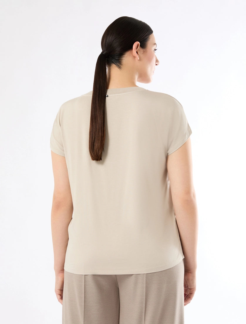 MARINA SPORT - T-SHIRT IN JERSEY DI VISCOSA STRETCH CON INSERTO DAVANTI IN RASO
