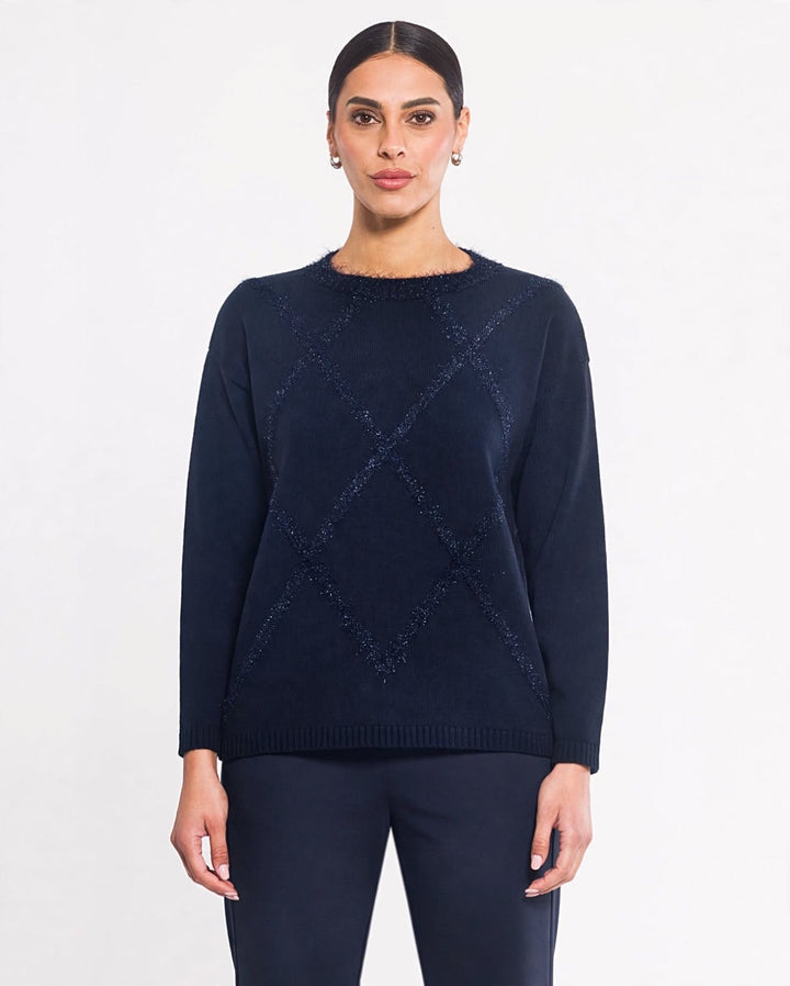 GAIA LIFE - MAGLIONE IN MAGLIA CON MOTIVO ARGYLE LUREX