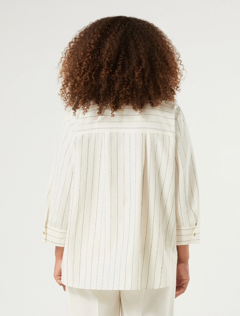 PERSONA - CAMICIA IN LINO E VISCOSA GESSATO - BIANCO