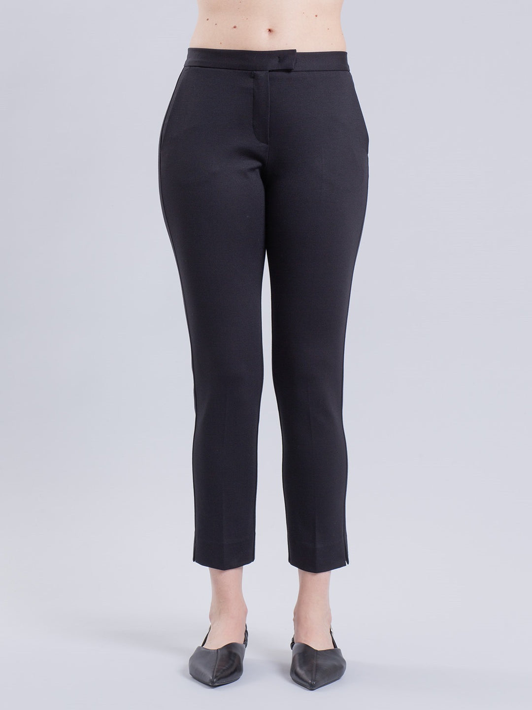 TEN - PANTALONE IN PUNTO MILANO CON SPACCHETTO ALLA CAVIGLIA