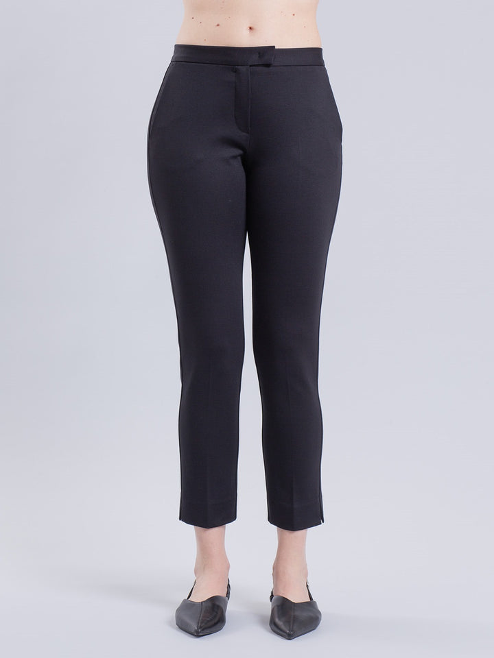 TEN - PANTALONE IN PUNTO MILANO CON SPACCHETTO ALLA CAVIGLIA