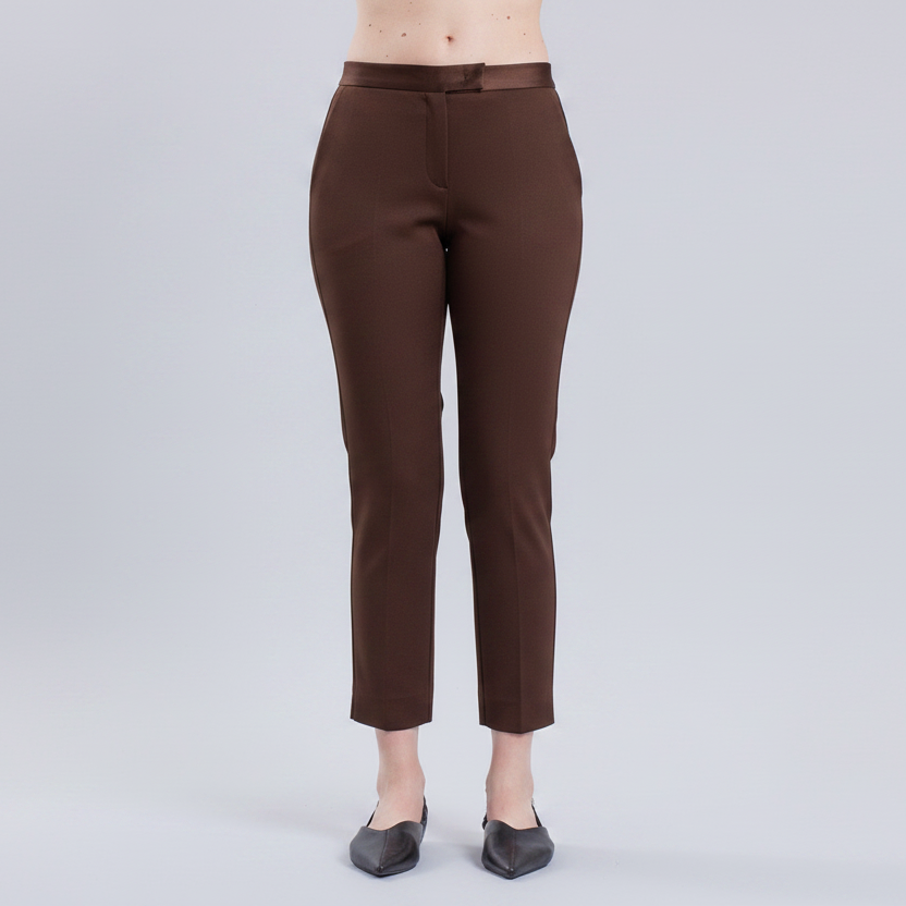 TEN - PANTALONE IN PUNTO MILANO CON SPACCHETTO ALLA CAVIGLIA