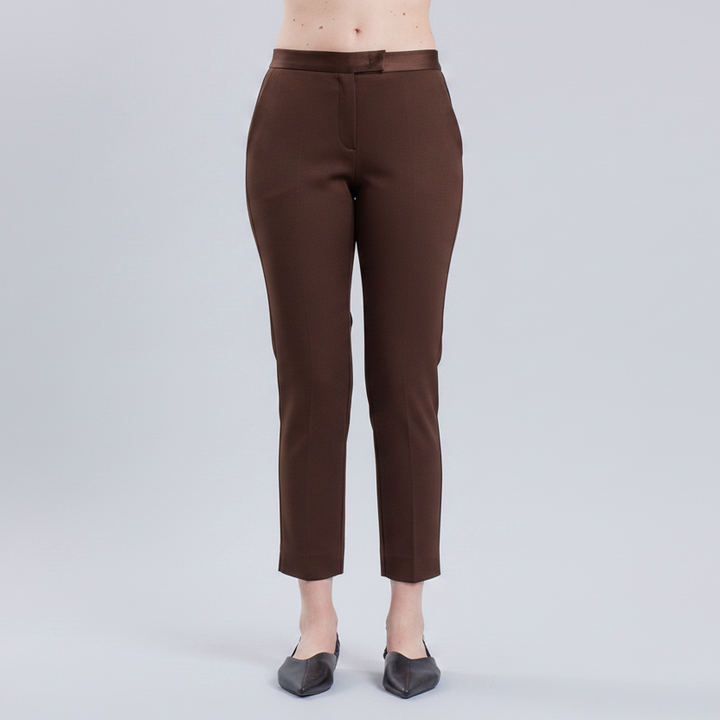 TEN - PANTALONE IN PUNTO MILANO CON SPACCHETTO ALLA CAVIGLIA