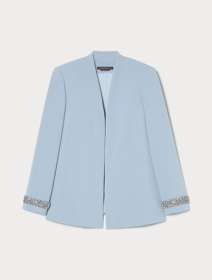 MARINA RINALDI - GIACCA IN CADY CON RICAMO - AZZURRO