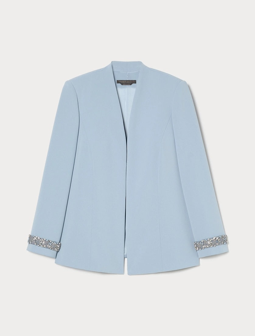GIACCA IN CADY CON RICAMO - AZZURRO