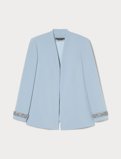 GIACCA IN CADY CON RICAMO - AZZURRO
