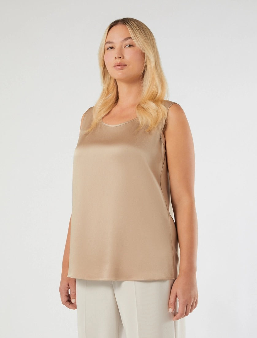 TOP IN CRÊPE ENVERS SATIN - BEIGE