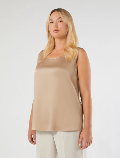 TOP IN CRÊPE ENVERS SATIN - BEIGE