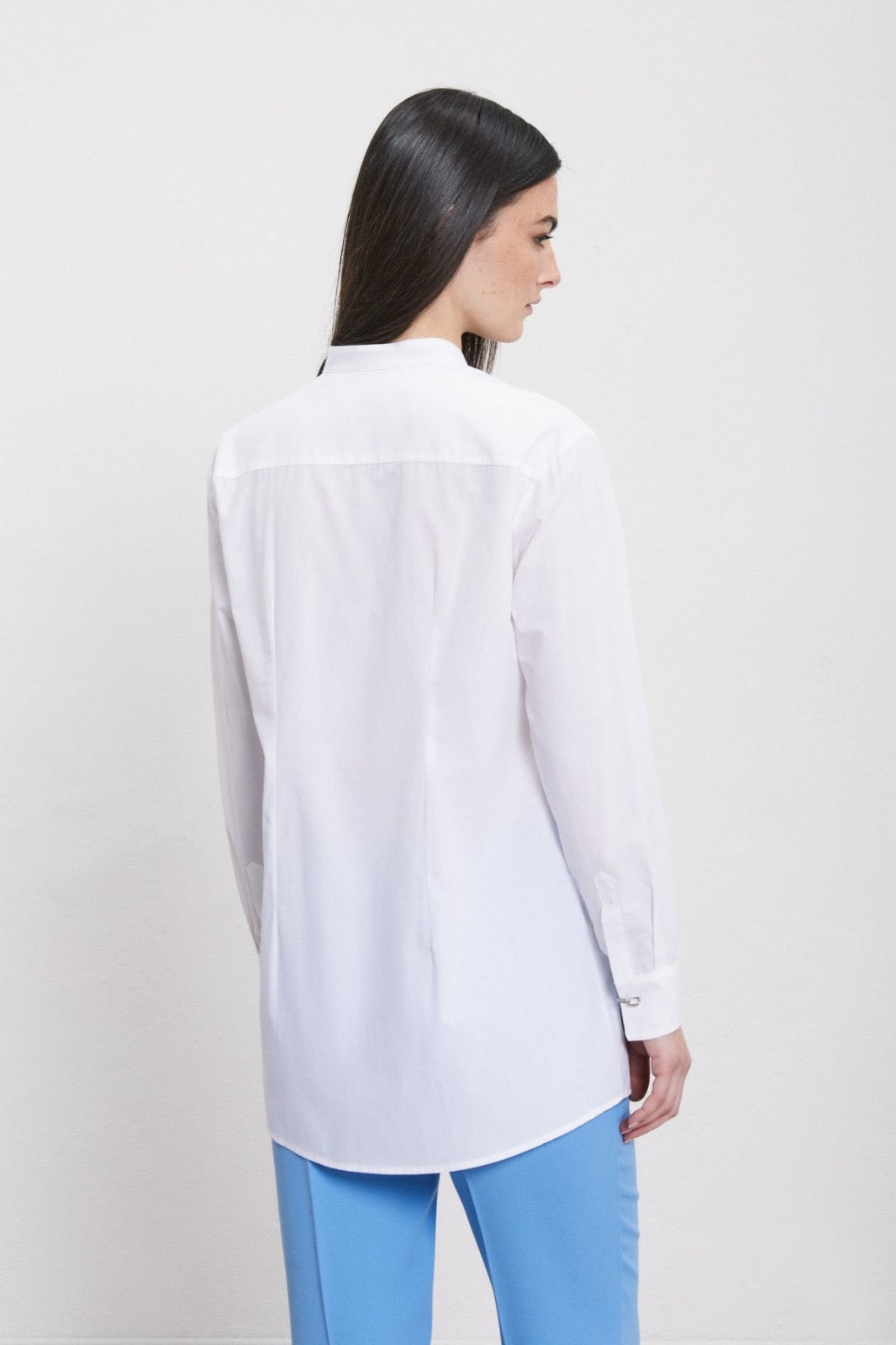 OTTO D’AME - CAMICIA IN 100% POPELINE SENZA BOTTONI CON MANICA LUNGA