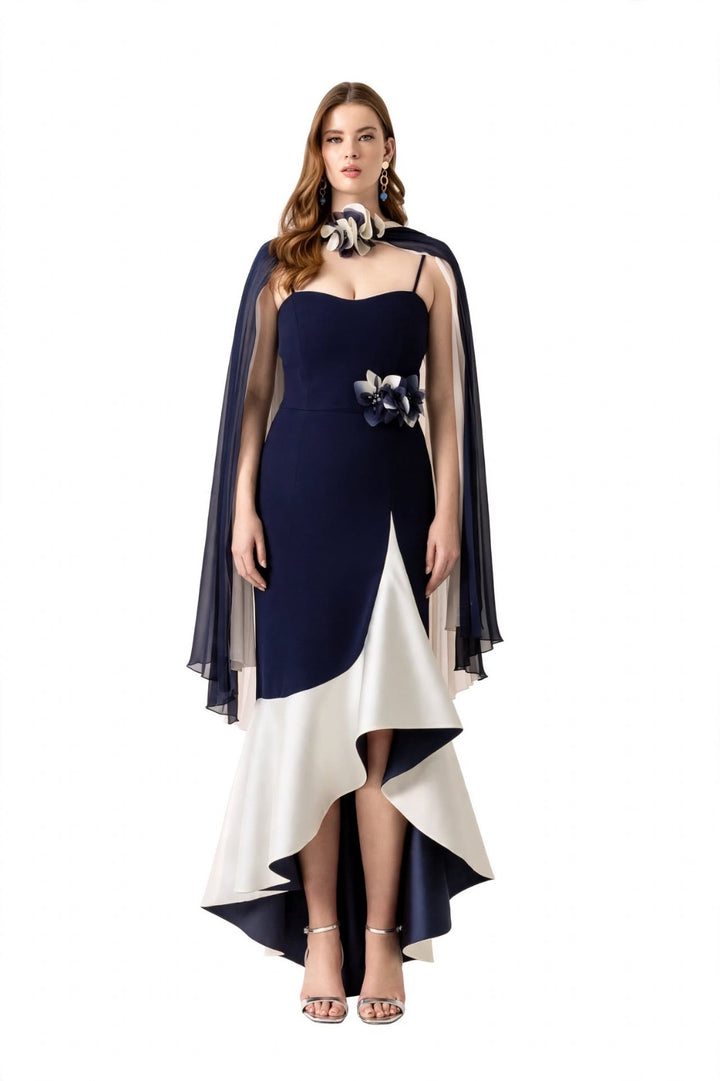 BARTIN MOOD - ABITO ASIMMETRICO CON MANTELLA