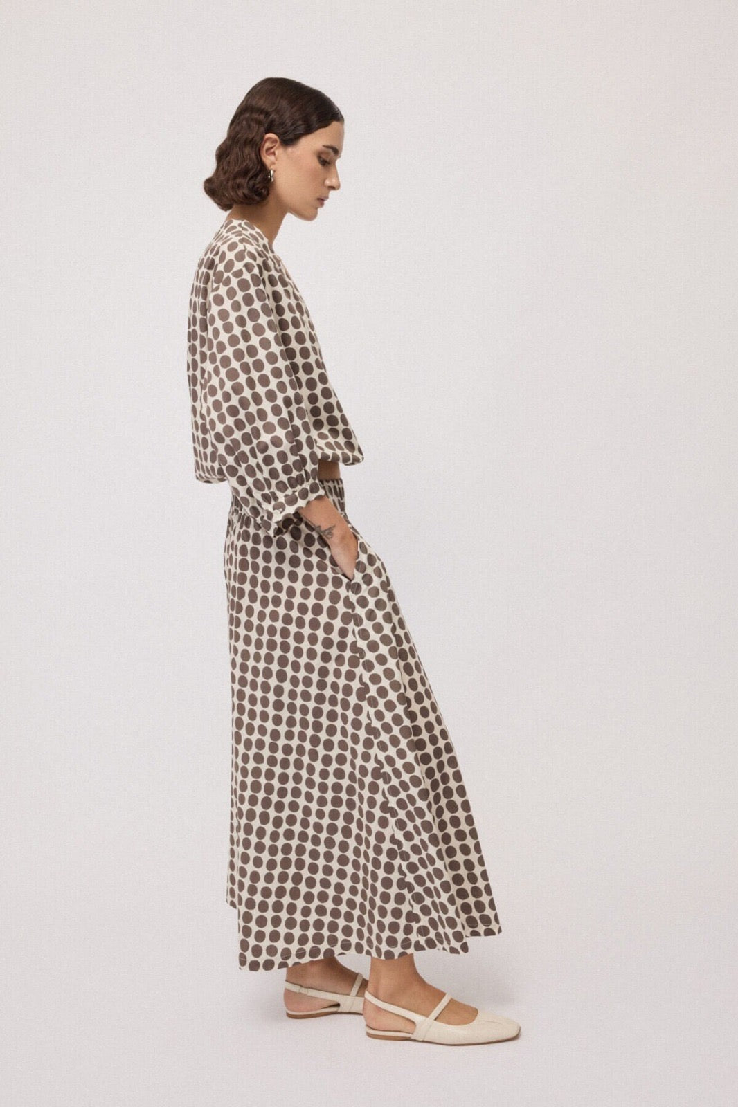 OTTO D’AME - PANTALONI CULOTTE AMPI REALIZZATI IN 100% COTONE, CARATTERIZZATI DA UNA STAMPA A POIS DAL GUSTO GRAFICO E FEMMINILE