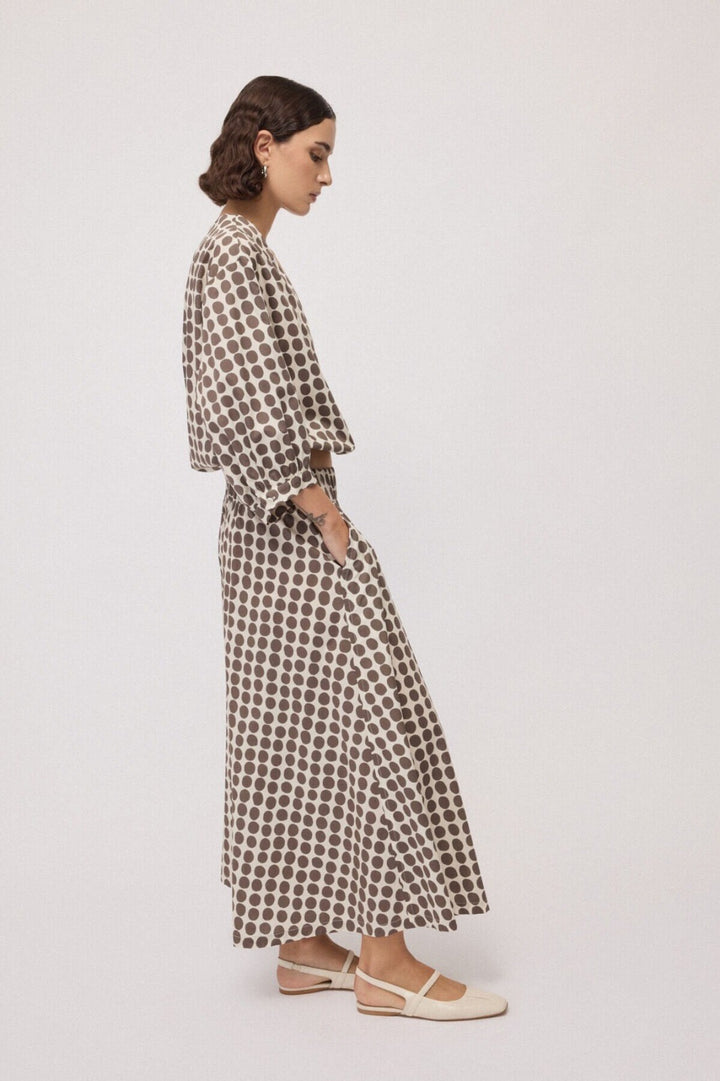 OTTO D’AME - PANTALONI CULOTTE AMPI REALIZZATI IN 100% COTONE, CARATTERIZZATI DA UNA STAMPA A POIS DAL GUSTO GRAFICO E FEMMINILE