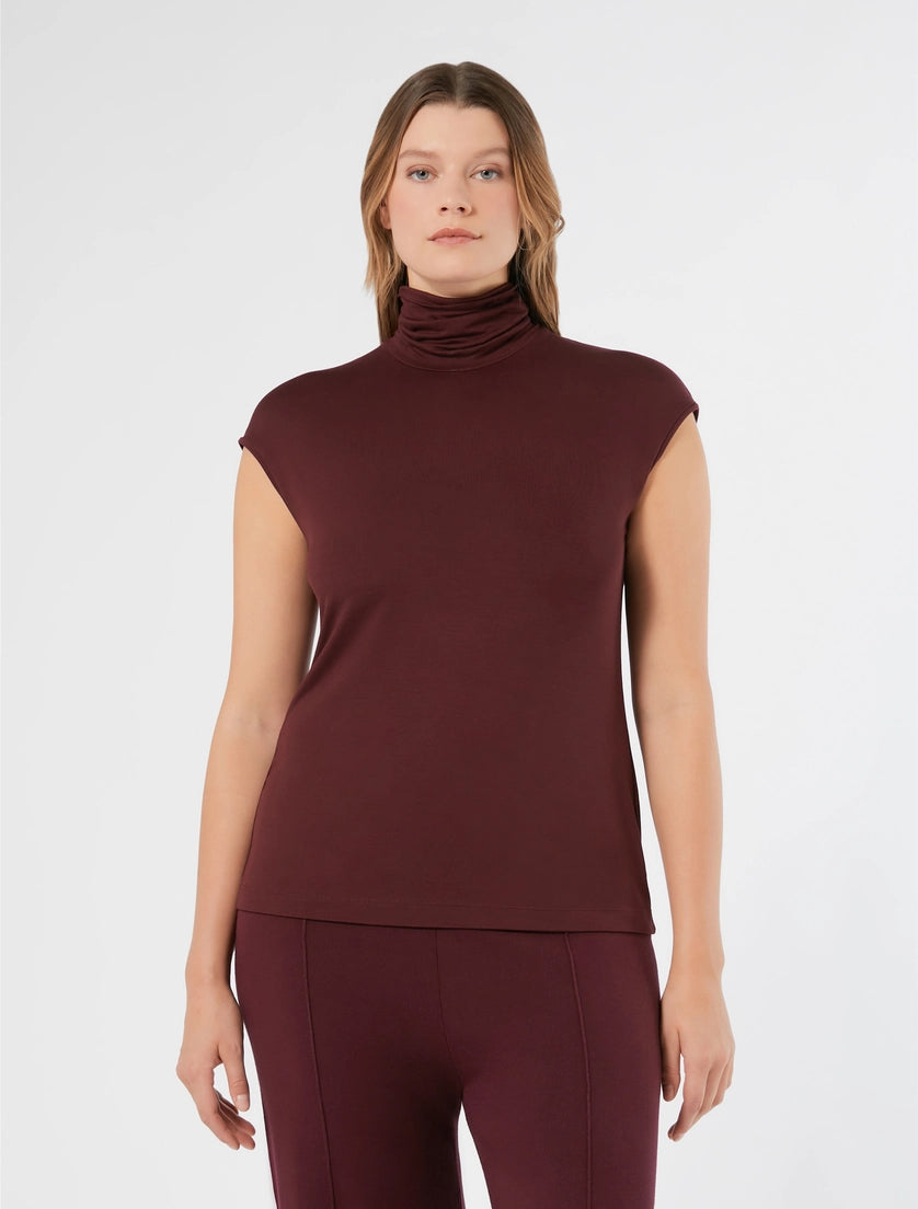 TOP DOLCEVITA IN JERSEY - ROSSO MARRONE