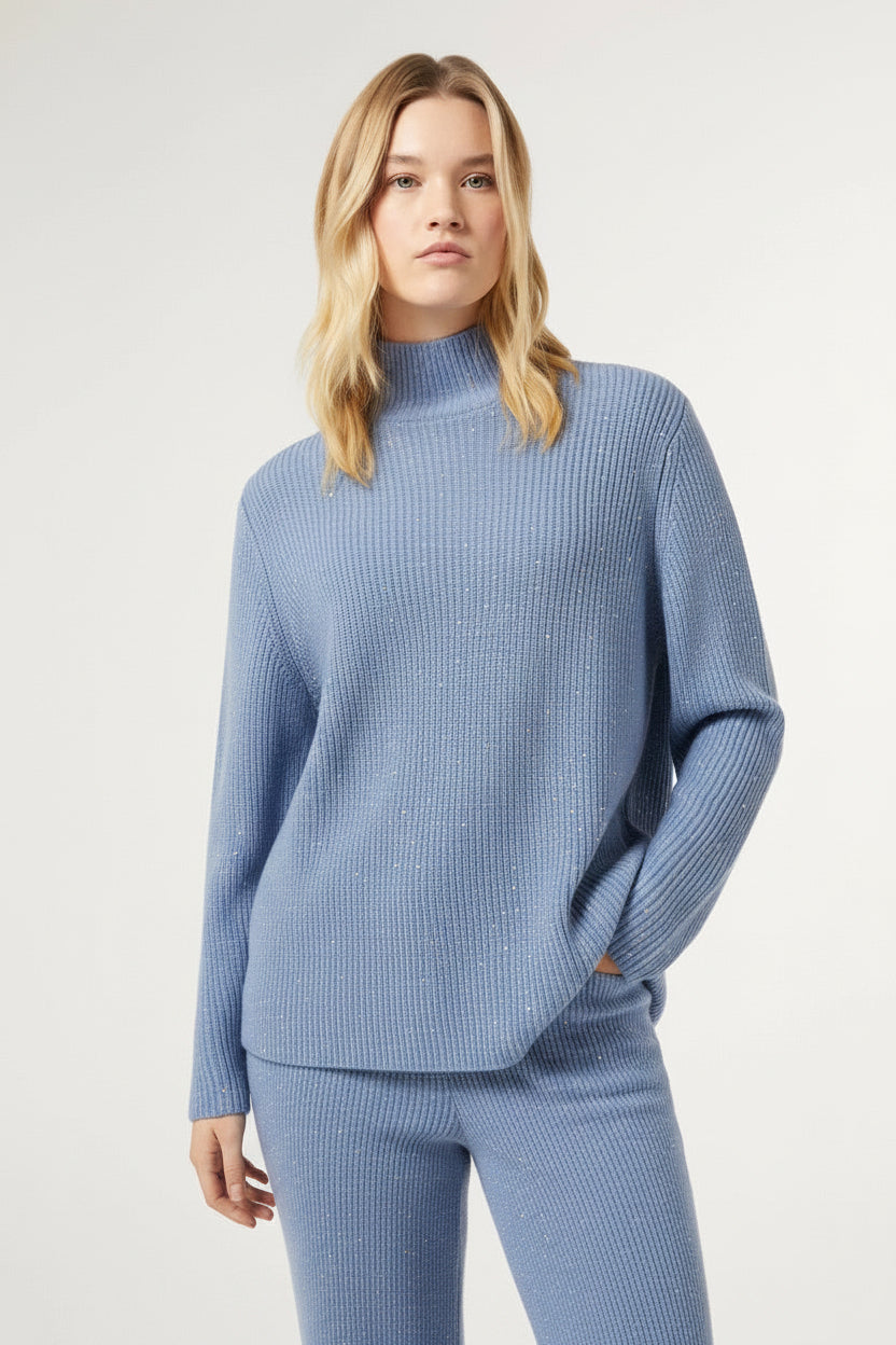 MARINA RINALDI - MAGLIA IN MISTO PANA CON STRASS