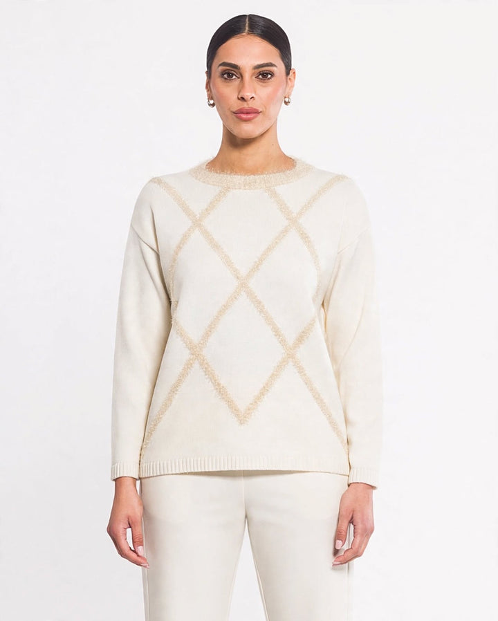 GAIA LIFE - MAGLIONE IN MAGLIA CON MOTIVO ARGYLE LUREX