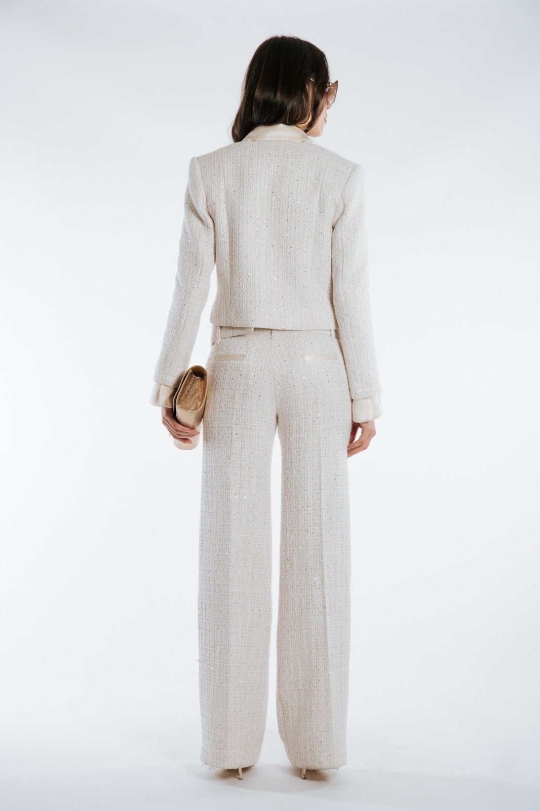 BABYLON - PANTALONE IN TWEED CON TASCHE E MAXI CINTURA