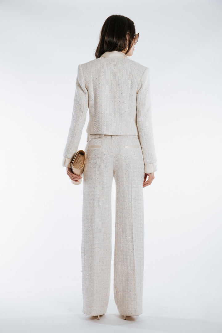 BABYLON - PANTALONE IN TWEED CON TASCHE E MAXI CINTURA