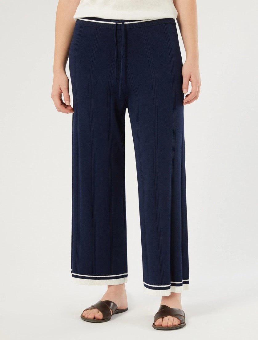 PERSONA - PANTALONI IN VISCOSA A COSTE - BLU NOTTE