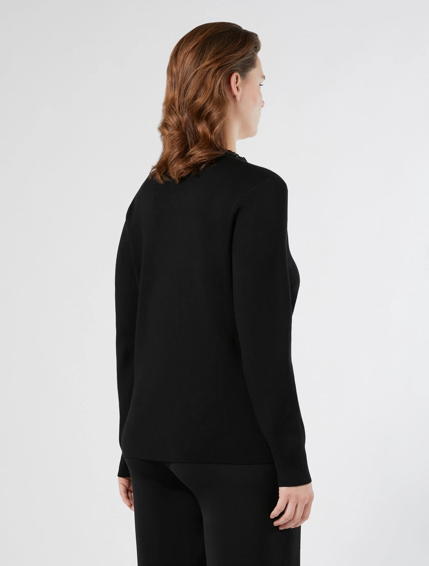 MAGLIA IN VISCOSA CON RICAMO - NERO