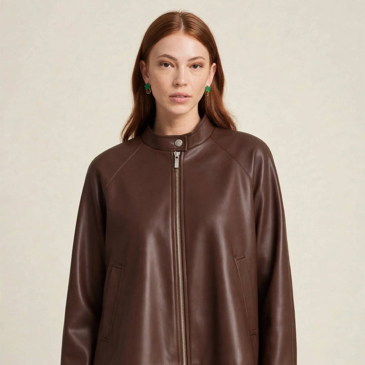 JIJIL - GIACCA IN ECOPELLE CON ZIP FRONTALE