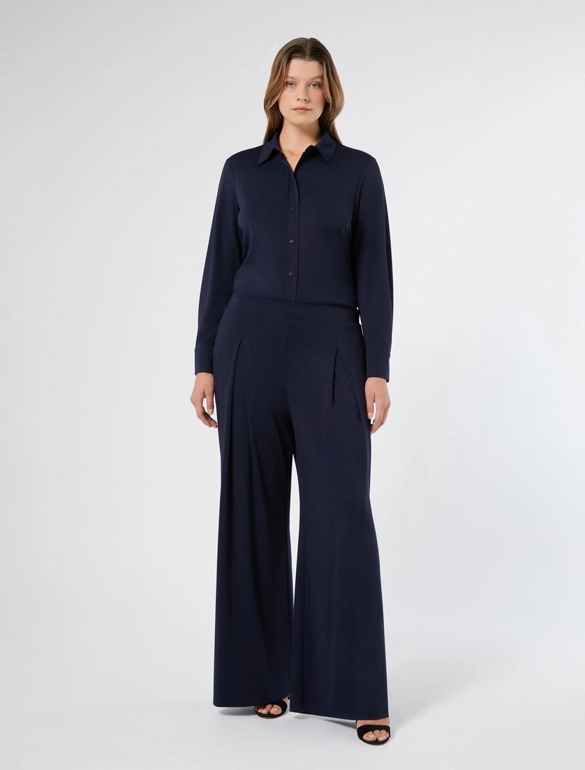 PERSONA - PANTALONI AMPI IN JERSEY - BLU MARINO