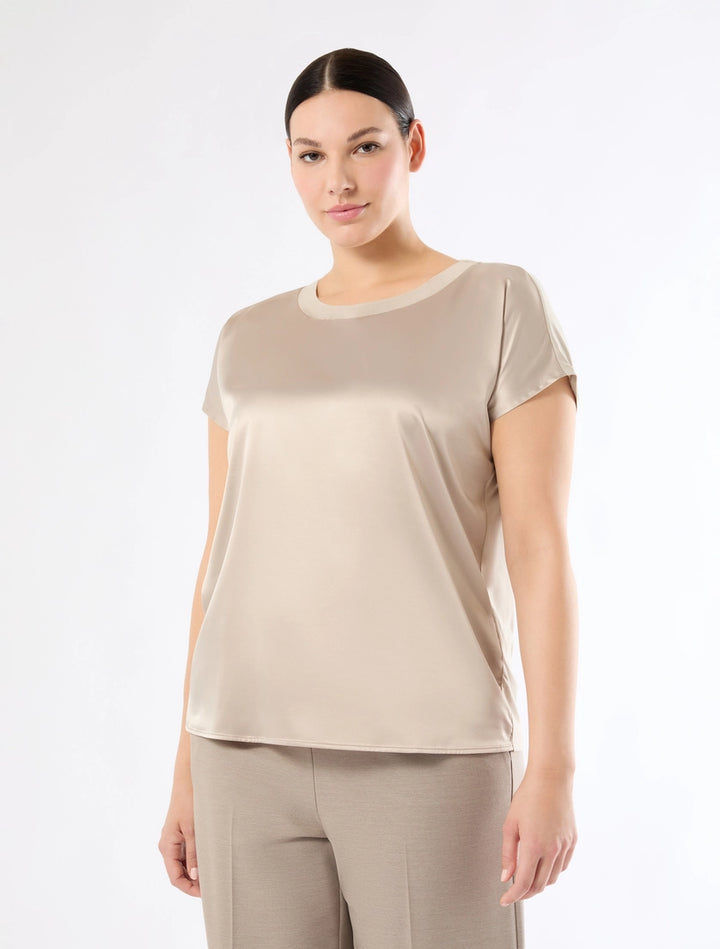 MARINA SPORT - T-SHIRT IN JERSEY DI VISCOSA STRETCH CON INSERTO DAVANTI IN RASO