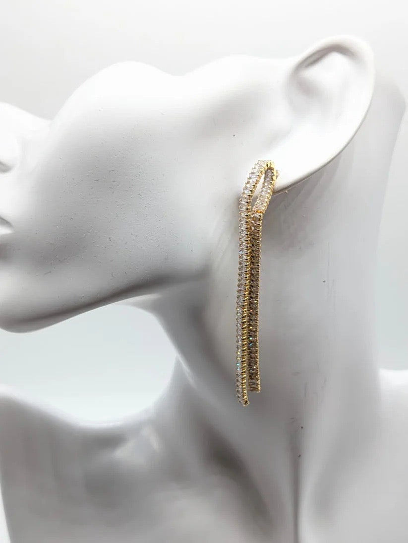 Orecchini di zirconi crystal pendenti con rodiatura oro o argento