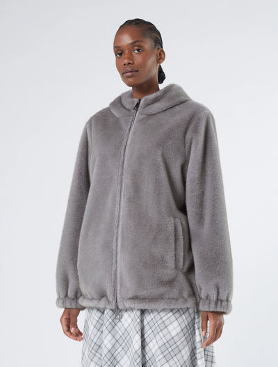 GIACCA REVERSIBILE DALLA TEXTURE SOFFICE - GRIGIO MEDIO