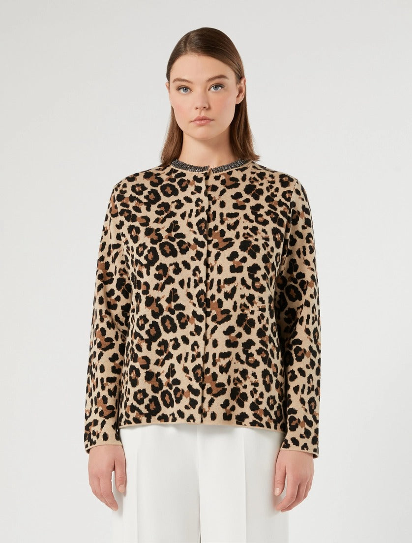PERSONA - CARDIGAN IN FILATO DI MISTO LANA CON LAVORAZIONE JACQUARD PIQUET