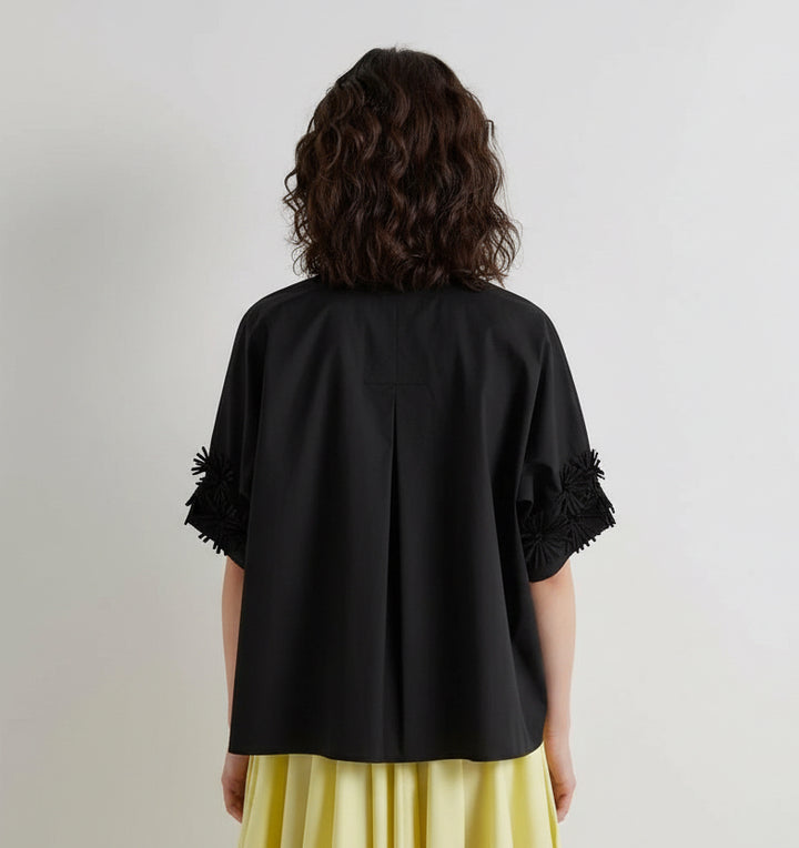 MEIMEI J - CAMICIA IN POPELINE DI COTONE CON APPLICAZIONI