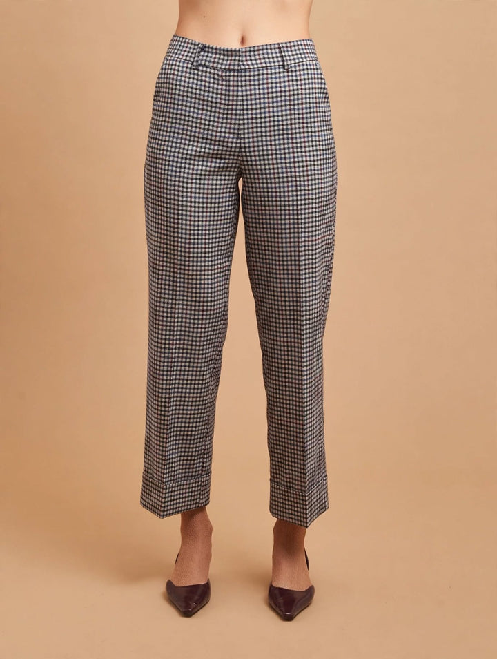 TEN - PANTALONI CROPPED IN MICRO-QUADRO