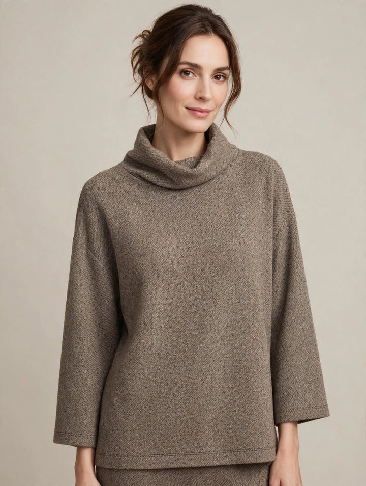 TEN - MAGLIA IN TWEED CON COLLO A CASCATA