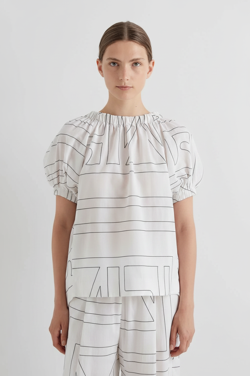 MEIMEI J - BLUSA CON RICAMO LOGO ALL OVER