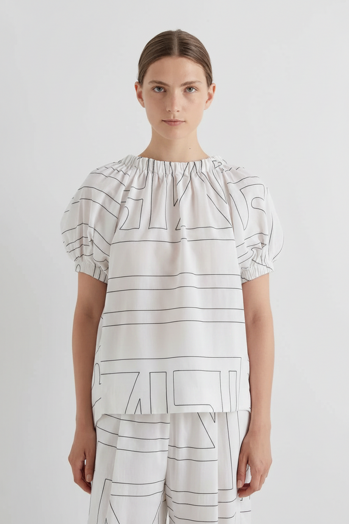 MEIMEI J - BLUSA CON RICAMO LOGO ALL OVER