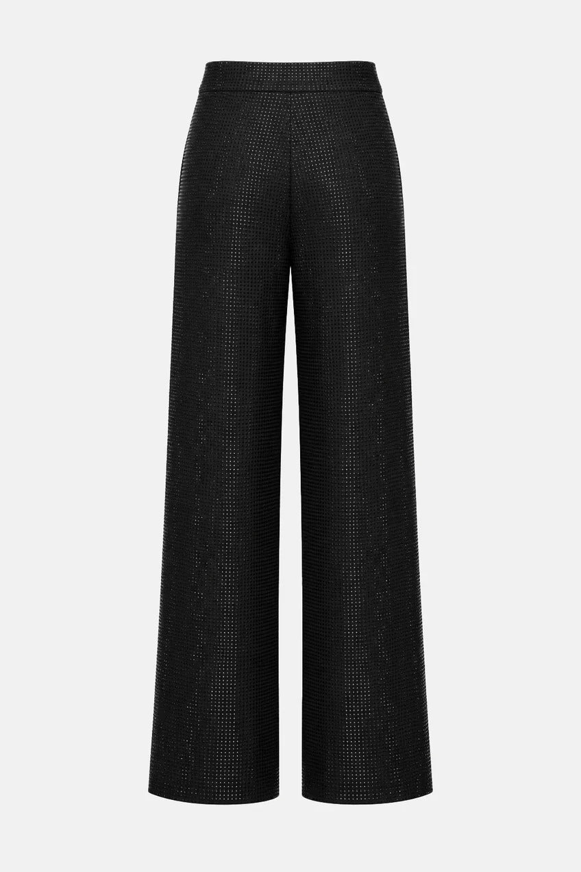 TWENTYFOURHAITCH - PANTALONE DRITTO IN TESSUTO TECNICO COMPLETAMENTE RIVESTITO DI MICROSTRASS IN MATCHING COLOR