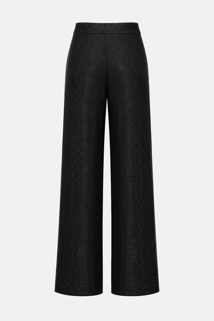 TWENTYFOURHAITCH - PANTALONE DRITTO IN TESSUTO TECNICO COMPLETAMENTE RIVESTITO DI MICROSTRASS IN MATCHING COLOR