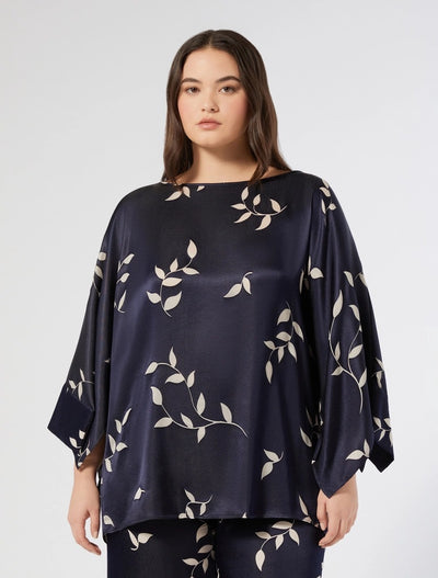 BLUSA IN RASO DÉVORÉ - BLU
