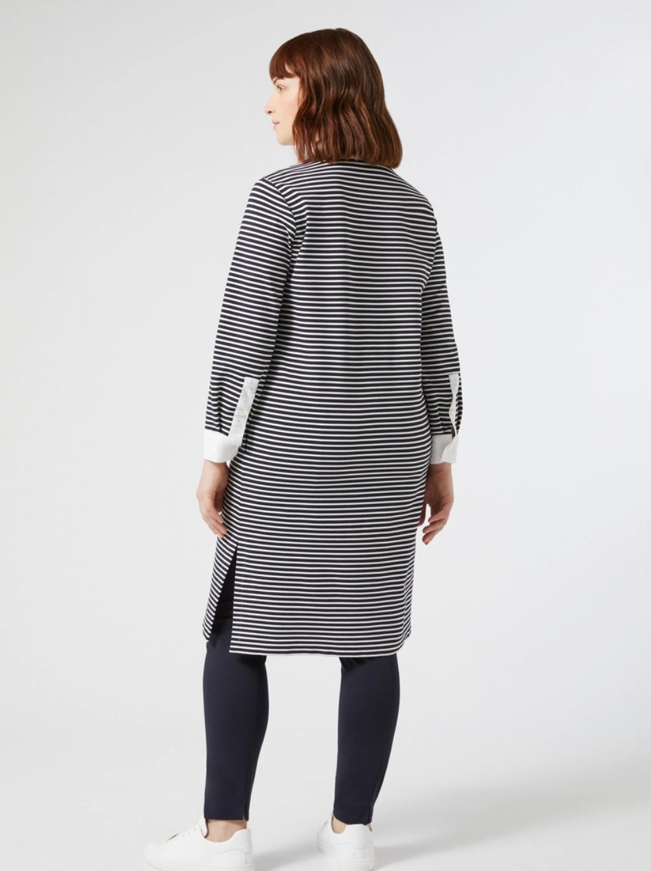 MARINA SPORT - JERSEY PUNTO MILANO DETTAGLI IN POPELINE DI COTONE LINEA DRITTA COLLETTO A CAMICIA APERTURA CON BOTTONI MANICHE LUNGHE POLSI
