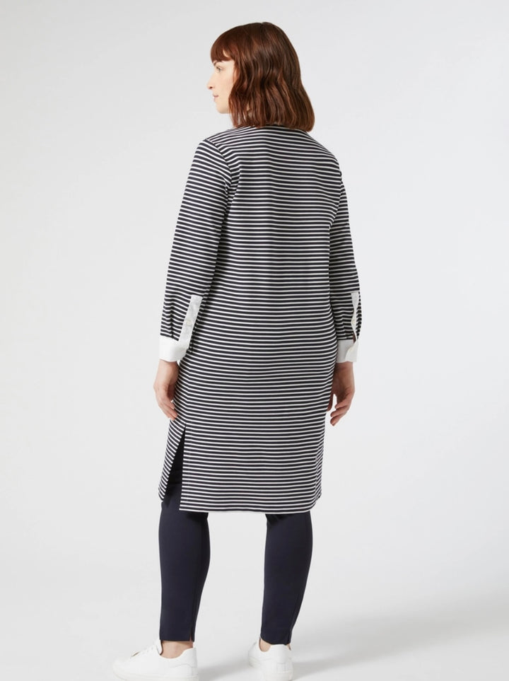 MARINA SPORT - JERSEY PUNTO MILANO DETTAGLI IN POPELINE DI COTONE LINEA DRITTA COLLETTO A CAMICIA APERTURA CON BOTTONI MANICHE LUNGHE POLSI