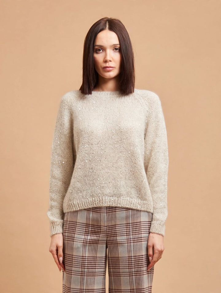 TEN - MAGLIONE IN MAGLIA MOHAIR CON MICRO-PAILLETTES