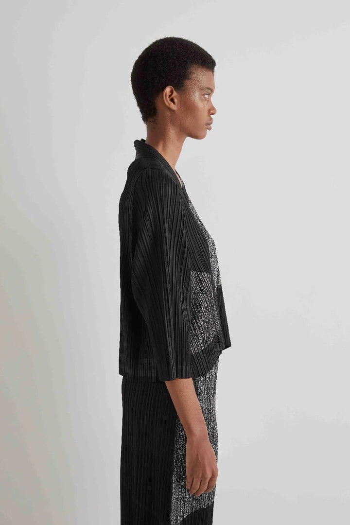 MEIMEI J - CARDIGAN PLISSETTATO CON STAMPE LUCIDE