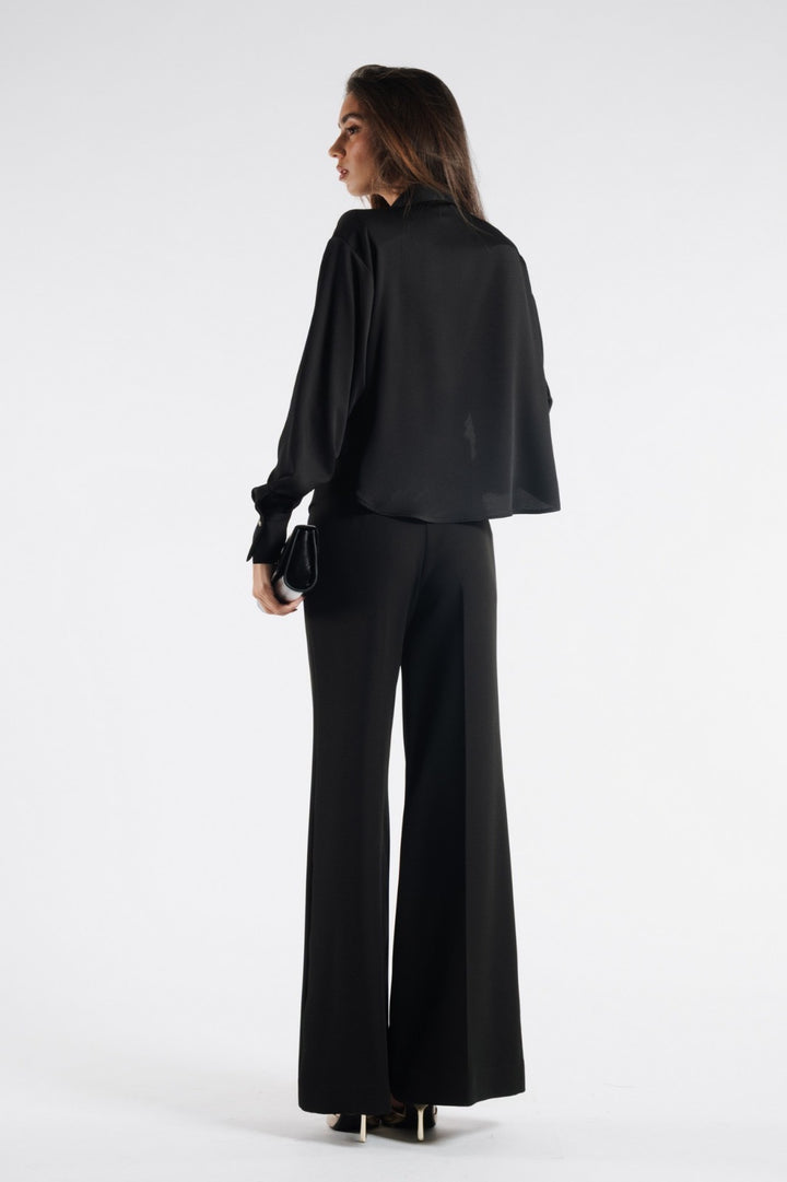 BABYLON - PANTALONE A PALAZZO CON BOTTONI DORATI