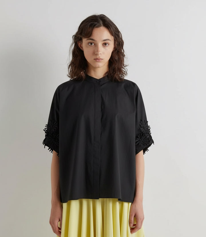 MEIMEI J - CAMICIA IN POPELINE DI COTONE CON APPLICAZIONI