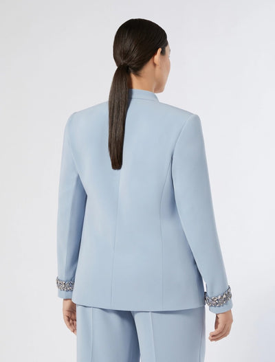 GIACCA IN CADY CON RICAMO - AZZURRO